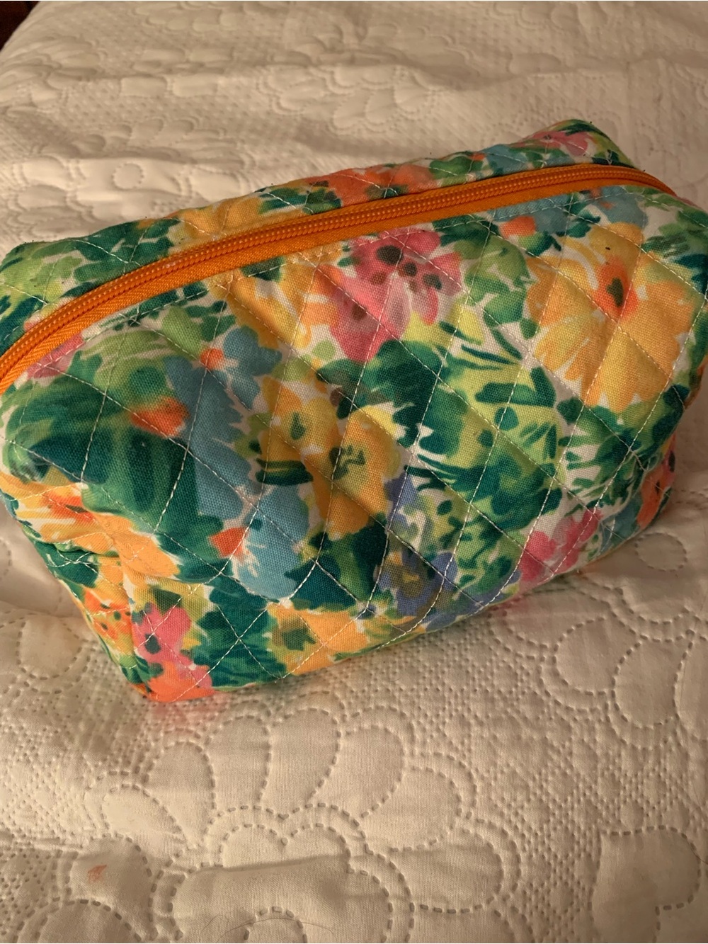 Quilted Floral Zipper Pouch - Multicolor